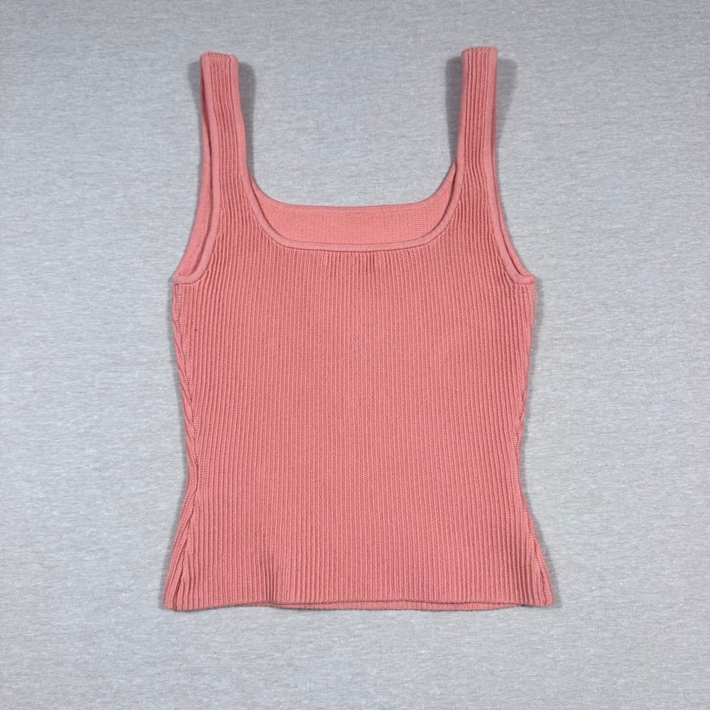 Babaton Aritzia Sculpt Knit Ribbed Square Neck Tank Top Pink XS 69738